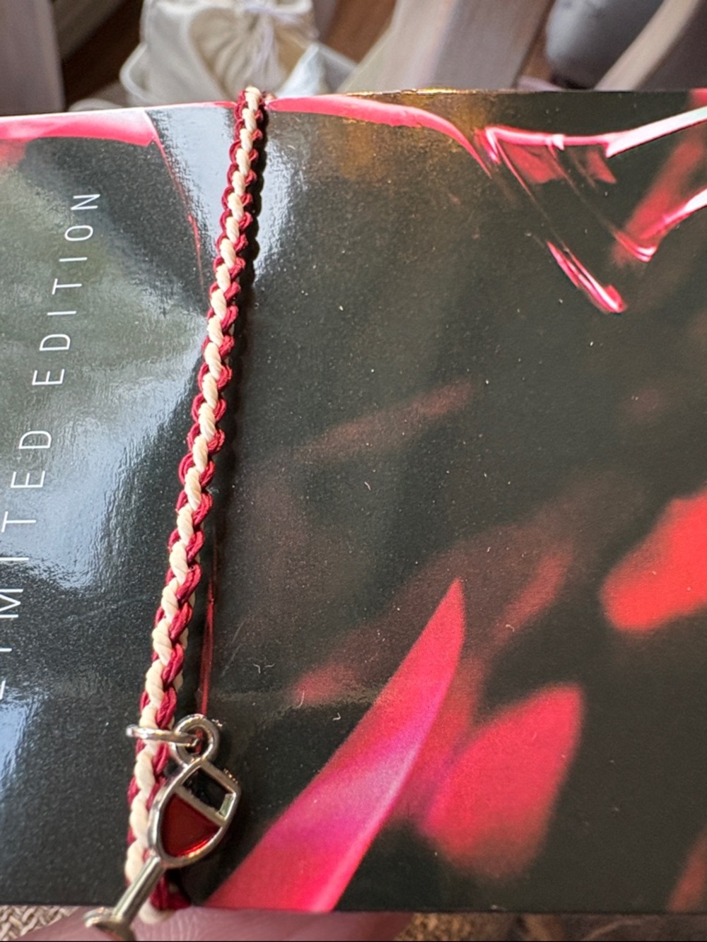 Effy Red and Cream Braided Limited Edition Bracelet- wine glass - Picture 3 of 4